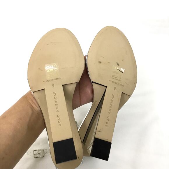 Good American Cinder-F*cking Rella Wedge Silver Sz 9 - Picture 5 of 8